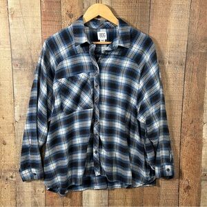 BDG Urban Outfitters Oversized Plaid Flannel Shirt Blue‎ Womens Medium Grunge